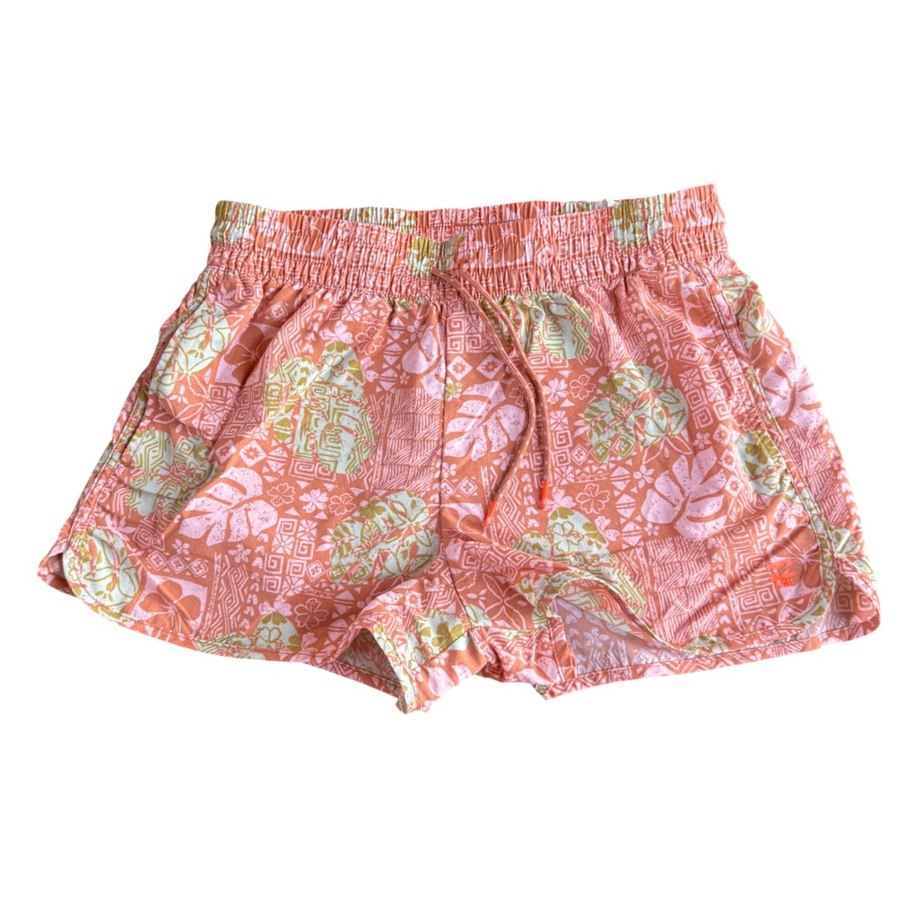 Billabong Coral Pink Surf Shorts Women L Pink Orange Tropical Floral Beach